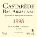 70cl - Armagnac Castarède - 1998